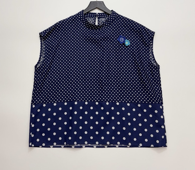 26春夏新款 波点立体装饰拼接亚麻无袖马甲宽松休闲百搭背心女