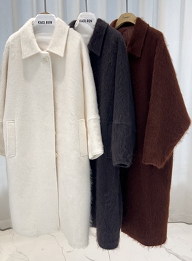 【巴依专享】羊绒拉毛拼90鹅绒大衣D5592 衣长112