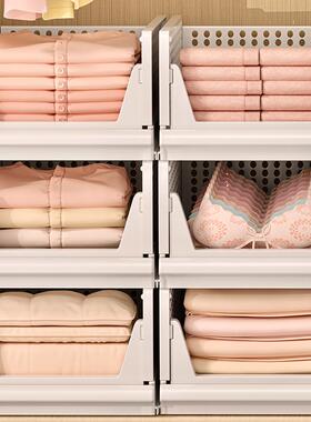 衣柜收纳分层神器宿舍衣物分隔板卧室柜内抽屉式整理架子折叠筐箱