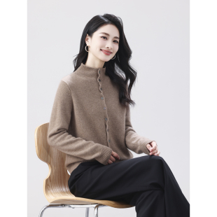 【云柔赴暖】春竹26年秋冬新款羊绒半高合体领软糯长袖女士羊绒衫