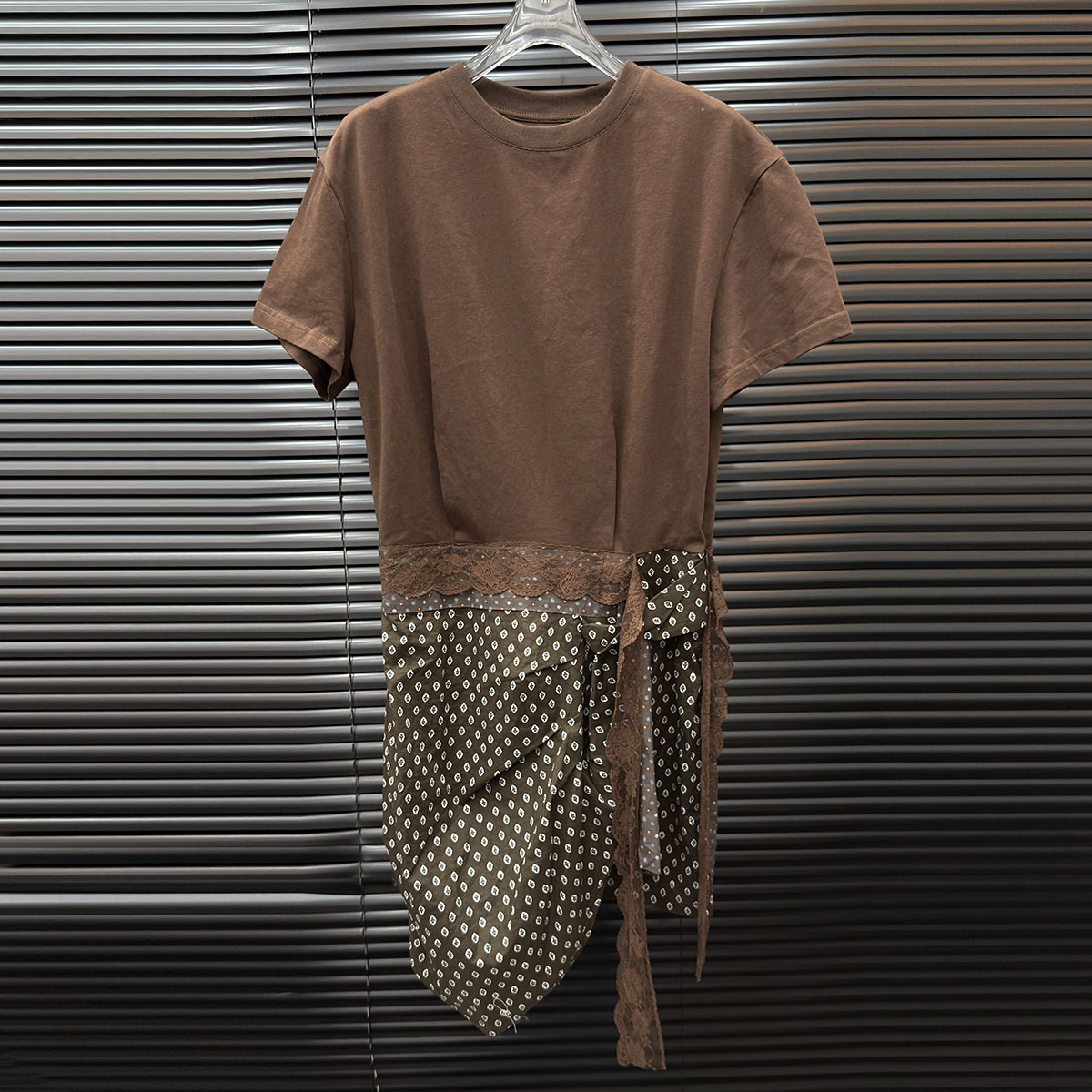 付新博女装小众设计复古连衣裙圆领时尚短袖中长裙女14767