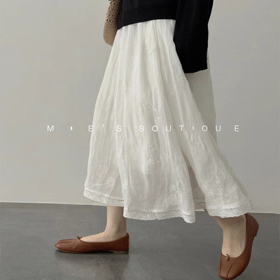 白色蕾丝花边半身裙女夏