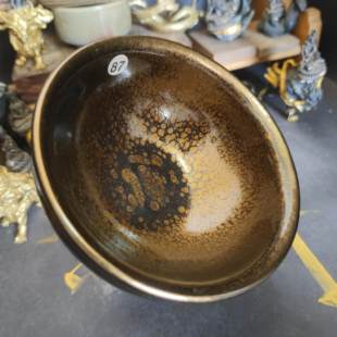 黄美金金油滴禅定建盏主人杯11.0大口径茶器礼品87