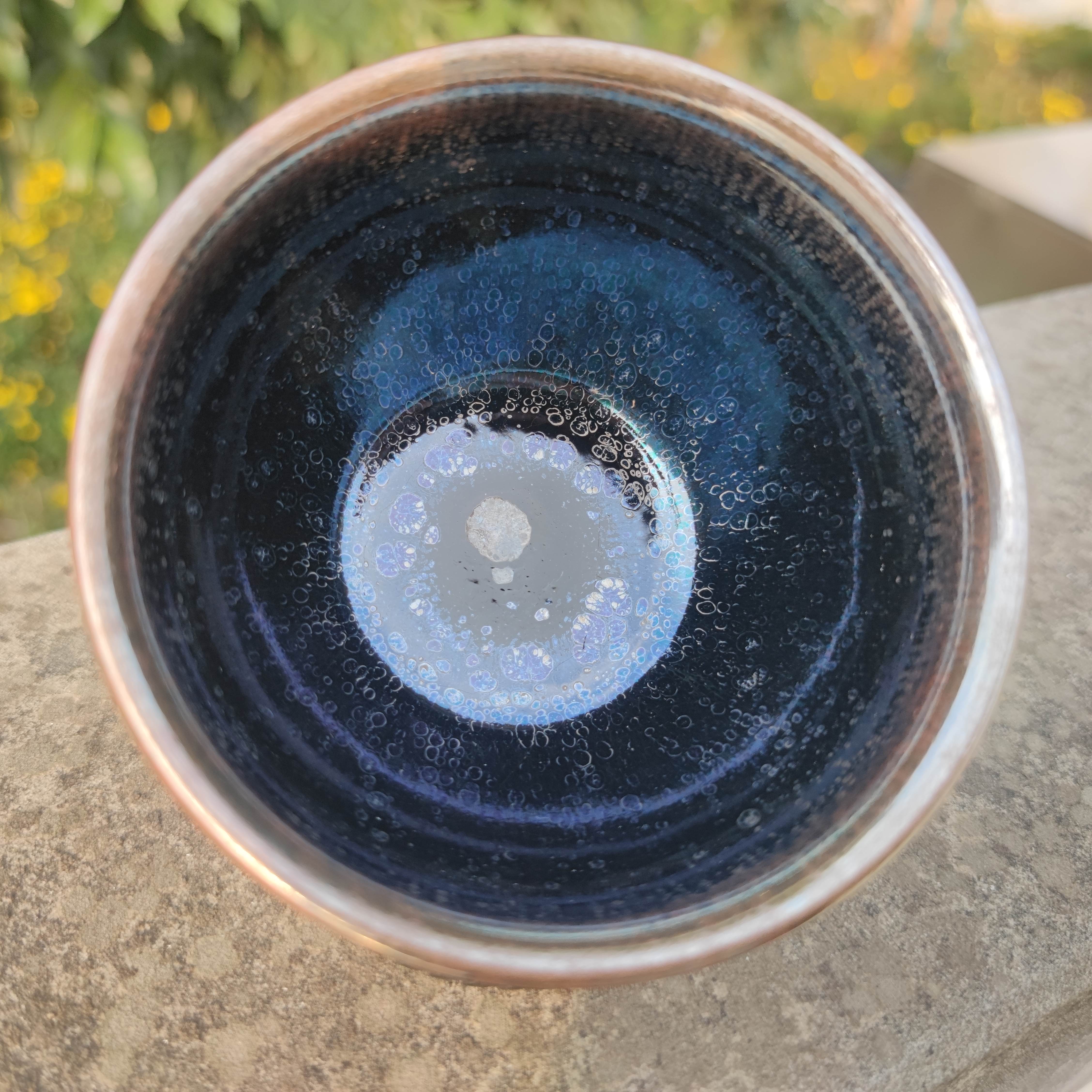 刘唐慎建盏墨菊蓝油滴主人杯茶器收藏礼品