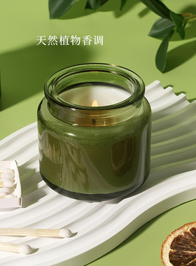 香薰蜡烛清新淡雅绿色大豆蜡玻璃杯婚礼香氛蜡烛家用持久小瓶礼品