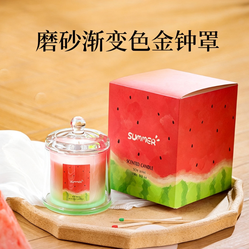 ins风夏日西瓜香薰蜡烛卧室持久留香无烟大豆蜡蜡烛闺蜜伴手礼品