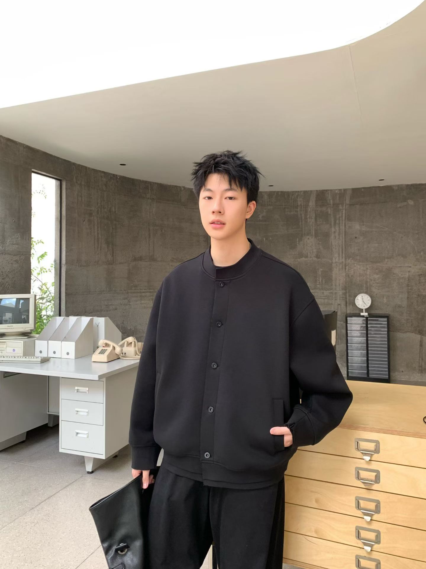 2025新款韩版慵懒风百搭纽扣棒球服上衣男士时尚休闲情侣夹克外套