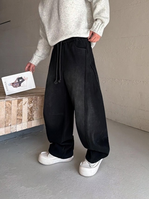 NOHASHTAG宽松休闲百搭潮牌简约设计师款痞帅加厚弯刀裤加绒加厚