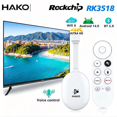 H96Max HAKO Android14 TVbox RK3518 4K Wifi6 BT RemoteControl