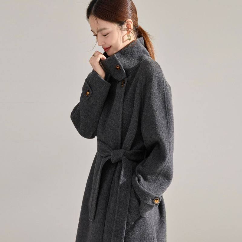 冬季新款立领双面羊毛大衣女系带中长款收腰过膝毛呢外套15873,女装/女士精品,毛呢外套,淘宝优惠券,粉丝福利购,淘宝优惠卷