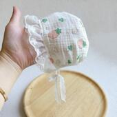 婴幼儿春秋夏薄款 纯棉胎帽子柔软公主新生包头女宝宝出游遮阳防风
