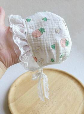 婴儿帽子春夏薄款纯棉胎帽纯棉纱