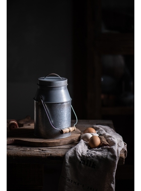 手提奶壶牛奶壶插花桶复古做旧