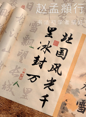 沁园春雪7cm大字行书赵孟頫毛笔临摹字帖初学者入门书法练字长卷