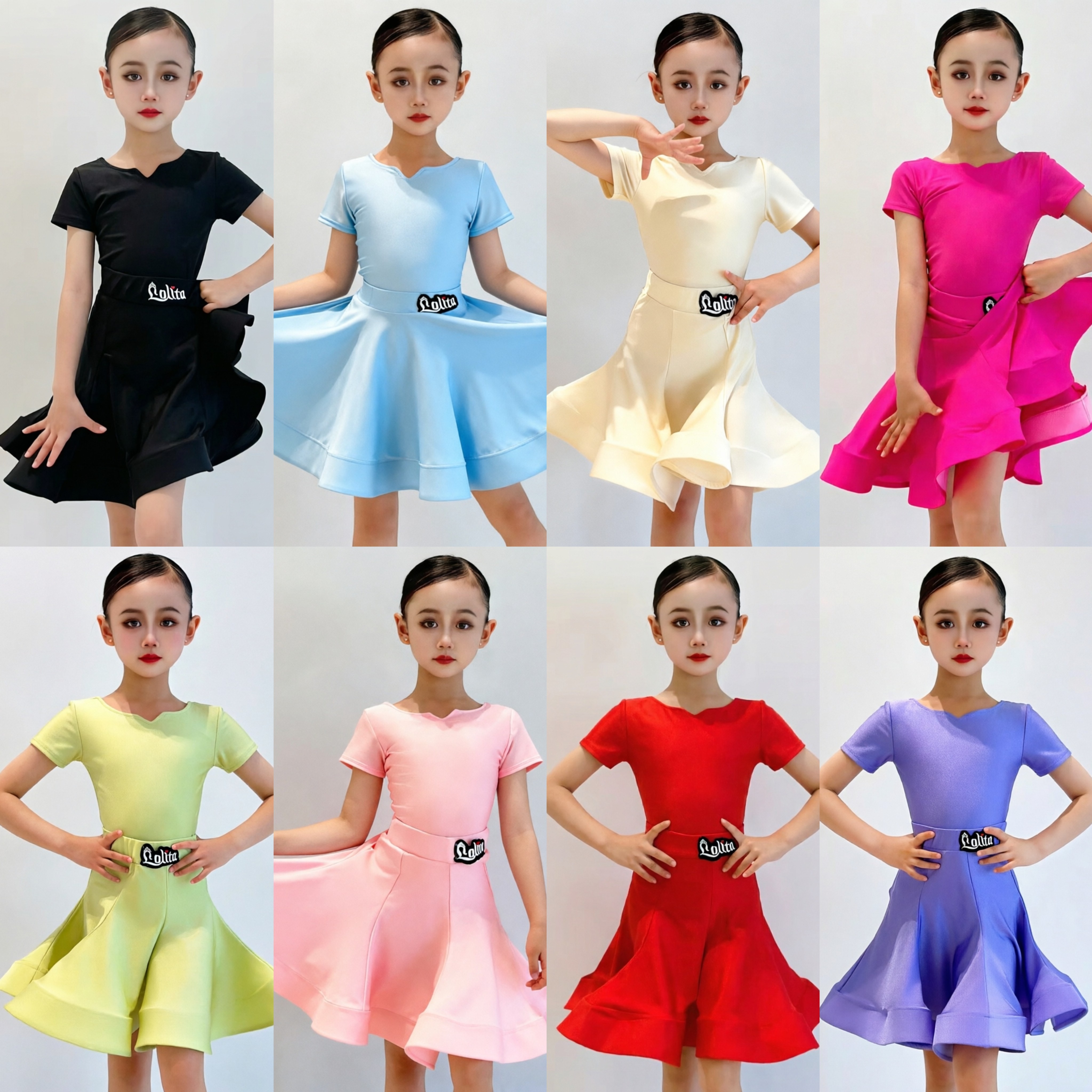 2026夏季新款拉丁舞服女童标准比赛服短袖少儿规定舞蹈考级演出服