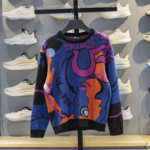 李宁套头无帽编织衫保暖