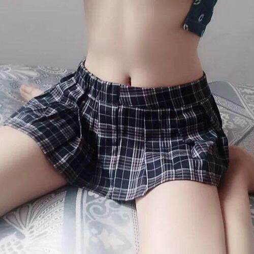 18CM性感迷你无内衬裤裙子jk学生日系短裙格子百褶裙女擦边女直播