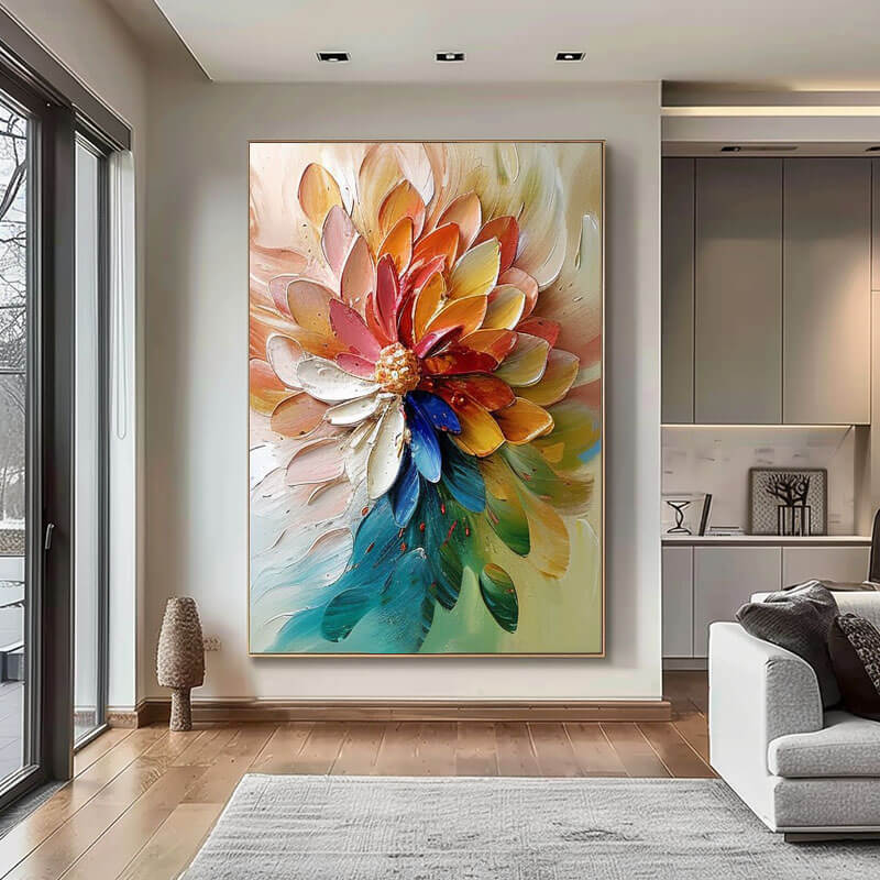 立体花卉纹理抽象艺术画装饰画盛开的花朵挂画玄关背景墙装饰画图片