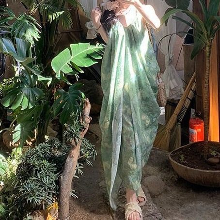 《翩翩蝴蝶》度假风吊带印花连衣裙女2026年夏季时尚新款气质长裙,女装/女士精品,连衣裙,淘宝优惠券,粉丝福利购,淘宝优惠卷