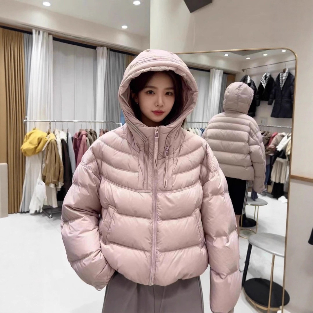 韩系2025秋冬新款连帽拉链羽绒棉服女时尚休闲百搭保暖面包服外套