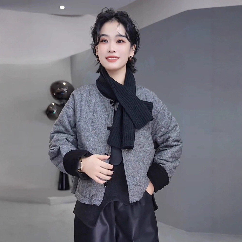 新款轻薄小棉袄冬季女士感超好看的夹棉外套洋气短款开衫棉衣