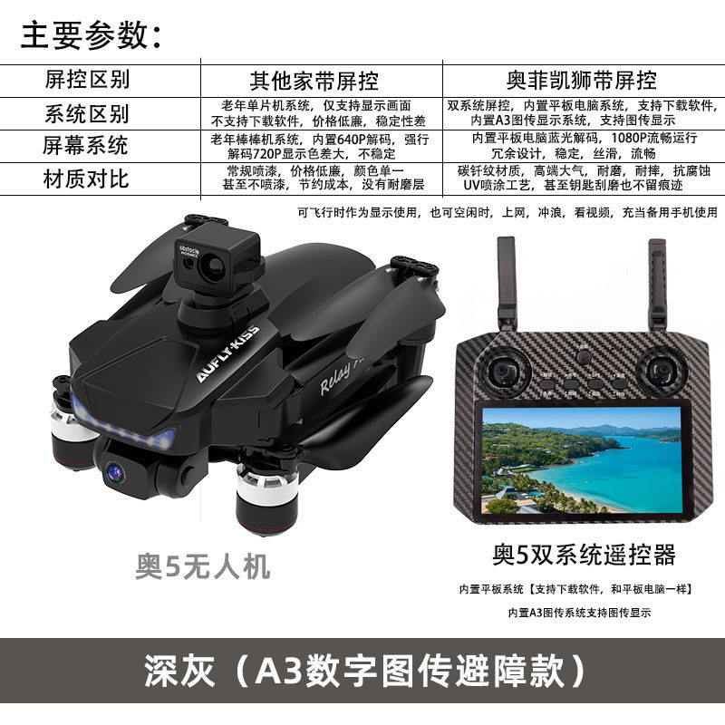 奥菲凯狮奥5三轴云台4K高清10公里数字图传GPS返航47分钟高800米