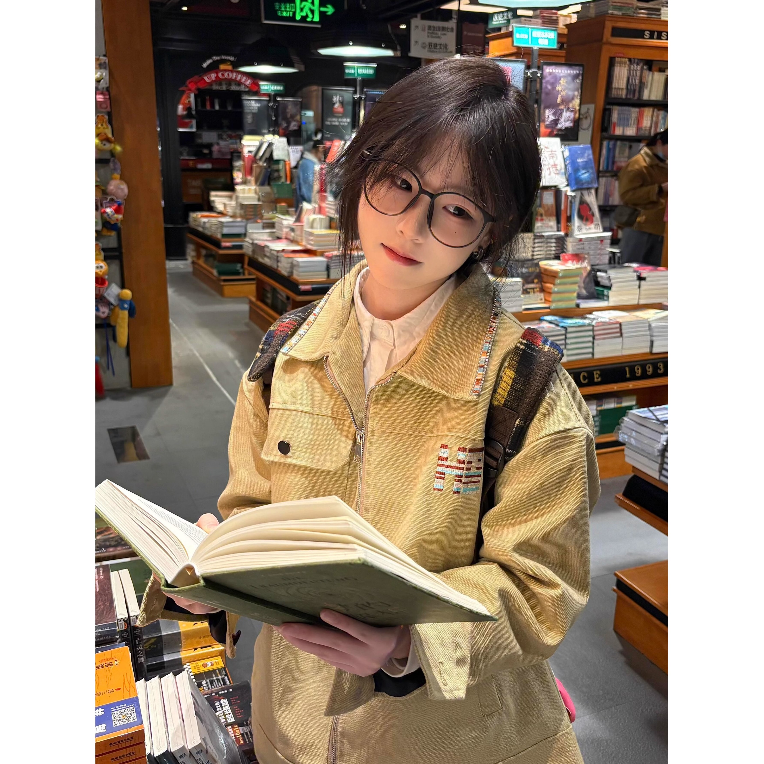 美式复古工装外套女刺绣夹克上衣