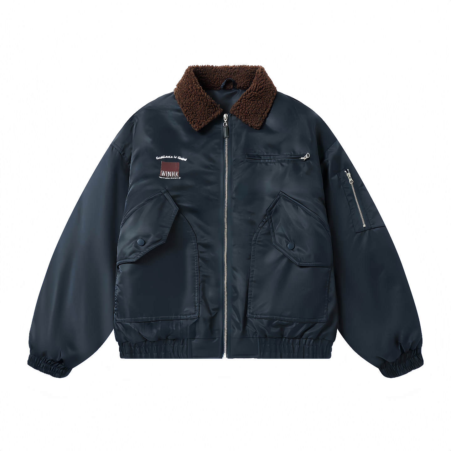 地卜师 冬季工装羊羔毛领棉服外套男潮流美式休闲夹克户外棒球服