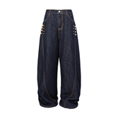 小众设计感阔腿宽松牛仔裤 地卜师日本原单工艺做工美式 复古弯刀裤