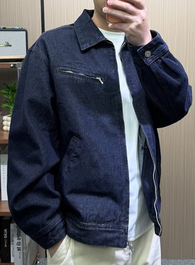 地卜师 春季新款美式牛仔外套男潮水洗工装夹克复古cleanfit上衣