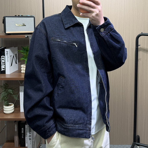 地卜师 春季新款美式牛仔外套男潮水洗工装夹克复古cleanfit上衣