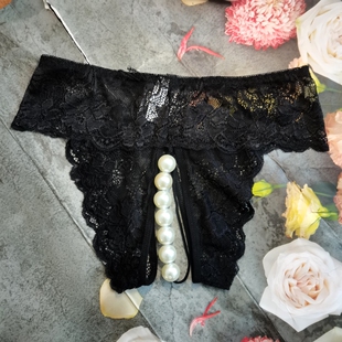 7颗可移动大珠子大码蕾丝丁字裤开叉内裤开当摩擦诱惑短裤头情调
