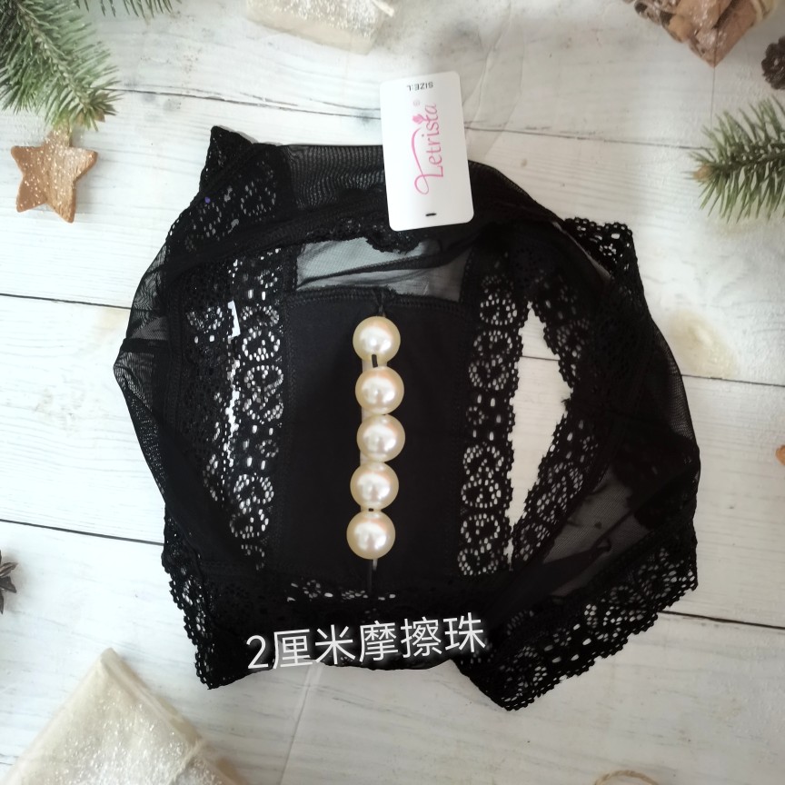 性感内裤三角短裤头网纱微胖女裤衩超大珠珠子摩擦裤鲍里藏珠诱惑