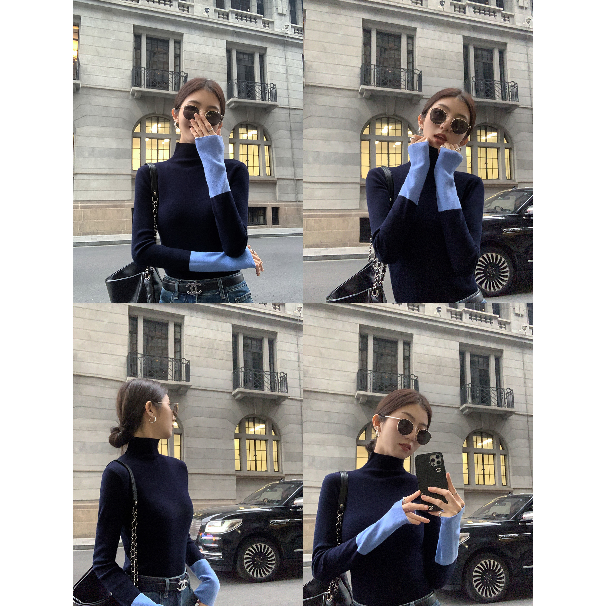 秋冬半高领针织衫毛衣打底衫女