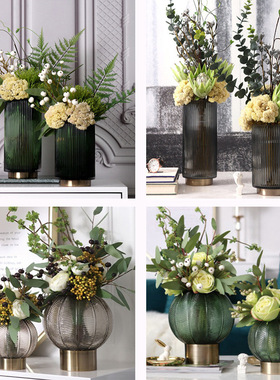 简约现代玻璃花瓶透明插花瓶北欧美式客厅餐桌轻奢家居装饰品