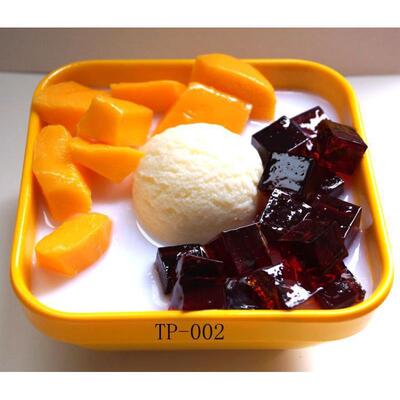 仿真流连榴莲白雪芒果凉粉（冰冻云呢嗱味汁底）港式甜品摄影模型