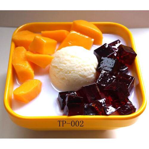 仿真流连榴莲白雪芒果凉粉（冰冻云呢嗱味汁底）港式甜品摄影模型