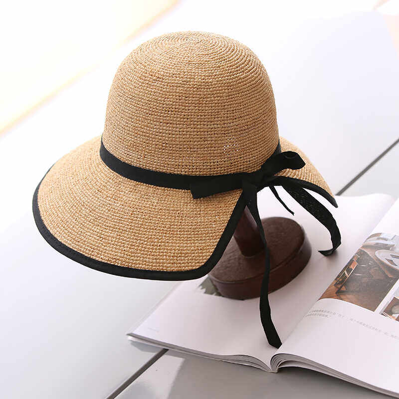 夏季新款草帽女韩版百搭遮阳防晒太阳帽子女士沙滩大沿可折叠凉帽