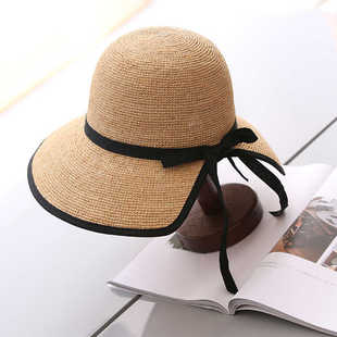 夏季新款草帽女韩版百搭遮阳防晒太阳帽子女士沙滩大沿可折叠凉帽