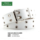 饰牛仔韩版 双排扣腰带女生裤 带朋克风嘻哈链条百搭装 潮流白色皮带