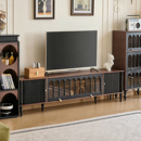 霍格沃茨法式 复古实木红橡木落地电视柜中古风客厅收纳储物置物柜