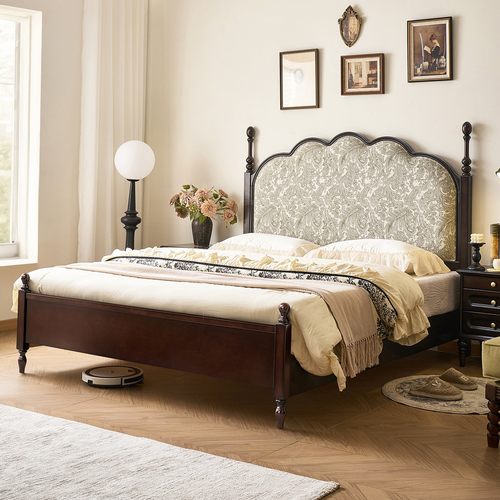 美式复古实木1.8米双人床