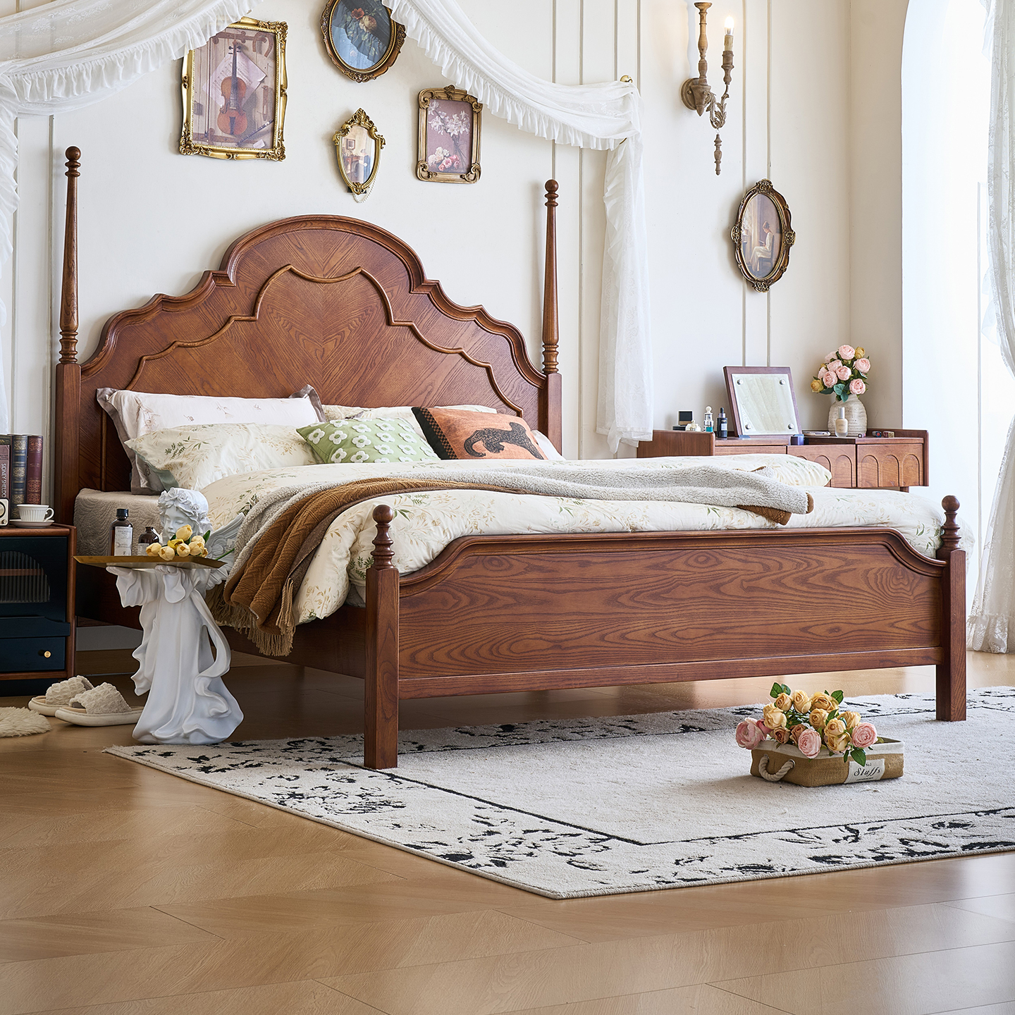 安娜法式复古实木双人床