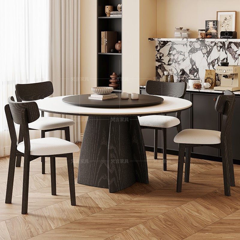 法式复古岩板伸缩餐桌椅组合家用小户型折叠方变圆形两用吃饭桌子,住宅家具,岩板餐桌,淘宝优惠券,粉丝福利购,淘宝优惠卷