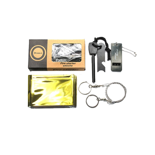 户外生存装备荒野求生宝盒打火石口哨急救毯线锯套装老式火镰燧石