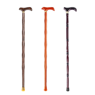 老人拐杖防滑轻便老年人用的木头鸡翅木手杖实木拐棍捌杖四脚专用