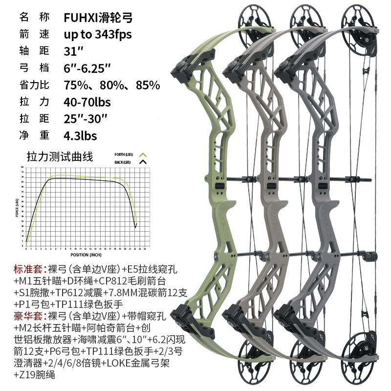 新款高速复合弓箭专业竞技射箭器材户外射箭雷瓦侬伏羲滑轮弓轮组