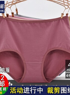 S323大码内裤女纸样士中腰弹力中年妈妈款1:1服装裁剪实物图纸样