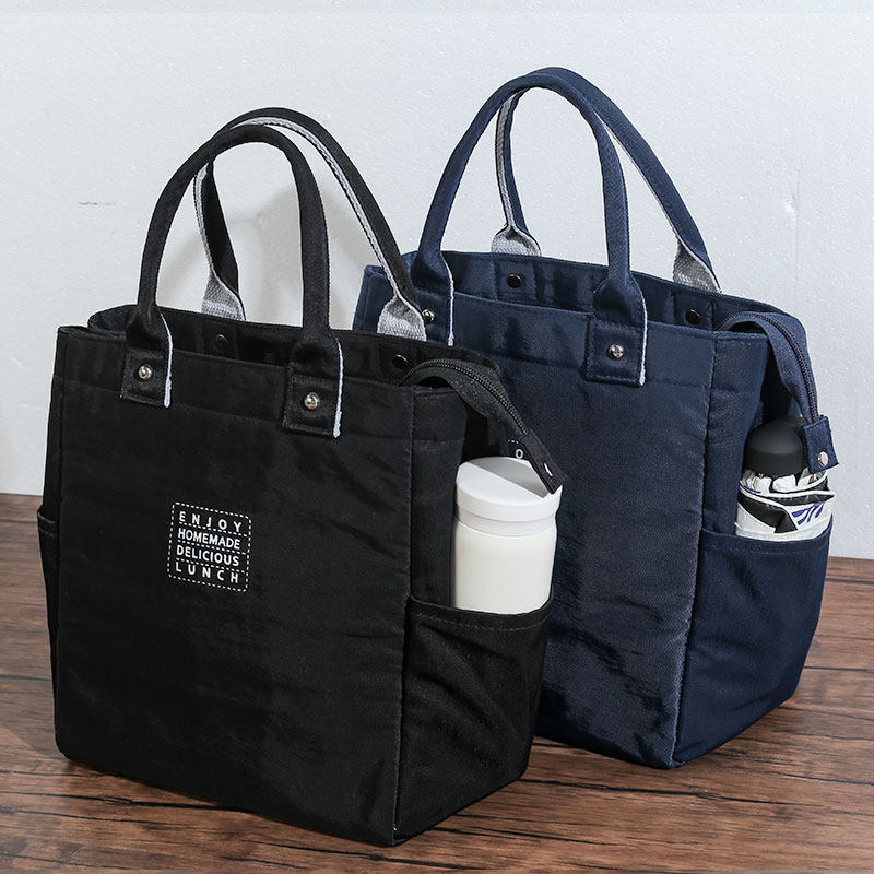 多口袋拉链饭盒袋防水尼龙带水杯位保温袋铝箔加厚手提便当包冰包