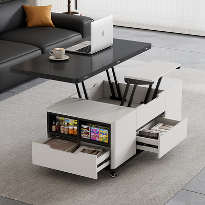 多功能折叠茶几变餐桌升降两用现代简约客厅岩板小户型茶几